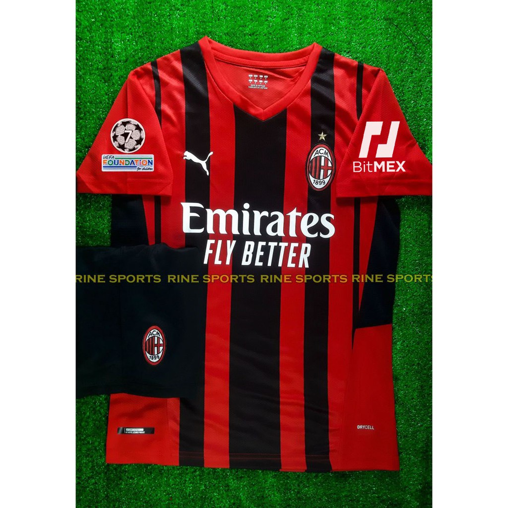 Hàng Thailand Super Bộ Áo bóng đá Ac Miland 2021 - 2022 chuẩn thi đấu