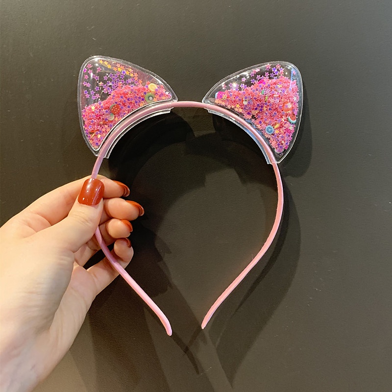 Dễ Thương Băng Đô Tai Mèo Phối Vương Miện Kim Tuyến Xinh Xắn Cho Bé Gái