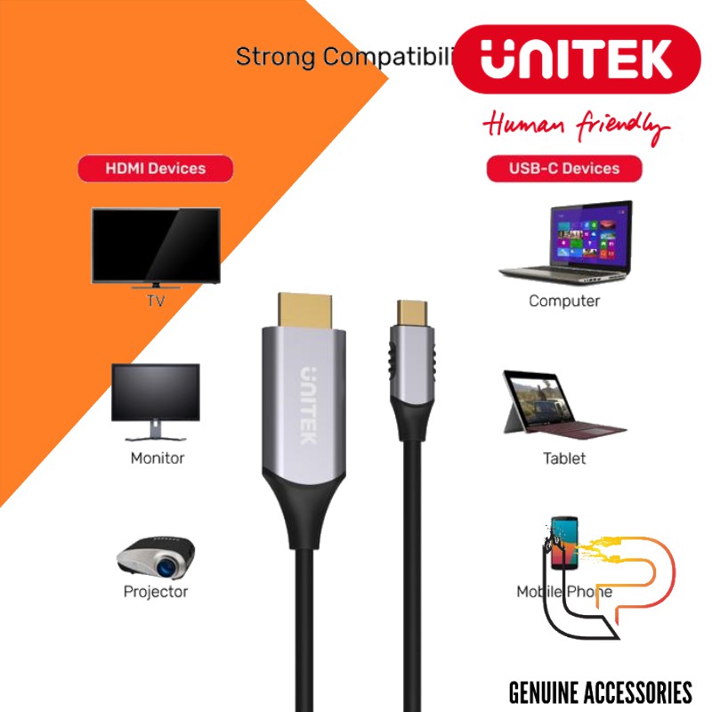 CÁP CHUYỂN TYPE-C RA HDMI 4K DÀI 1.8M UNITEK V1125A