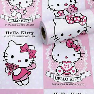 Giấy Dán Tường Kitty Ô Vuông Phong Cách Hàn Quốc