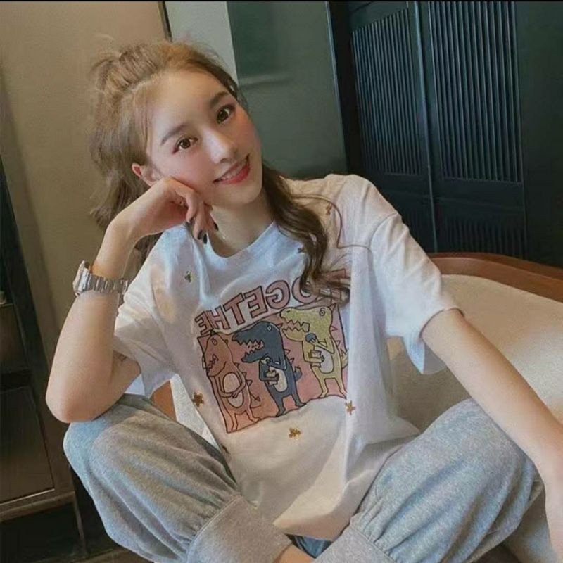 CÓ SẴN THANH LÝ Áo phông khủng long dễ thương LC Fashion Store thoáng mát