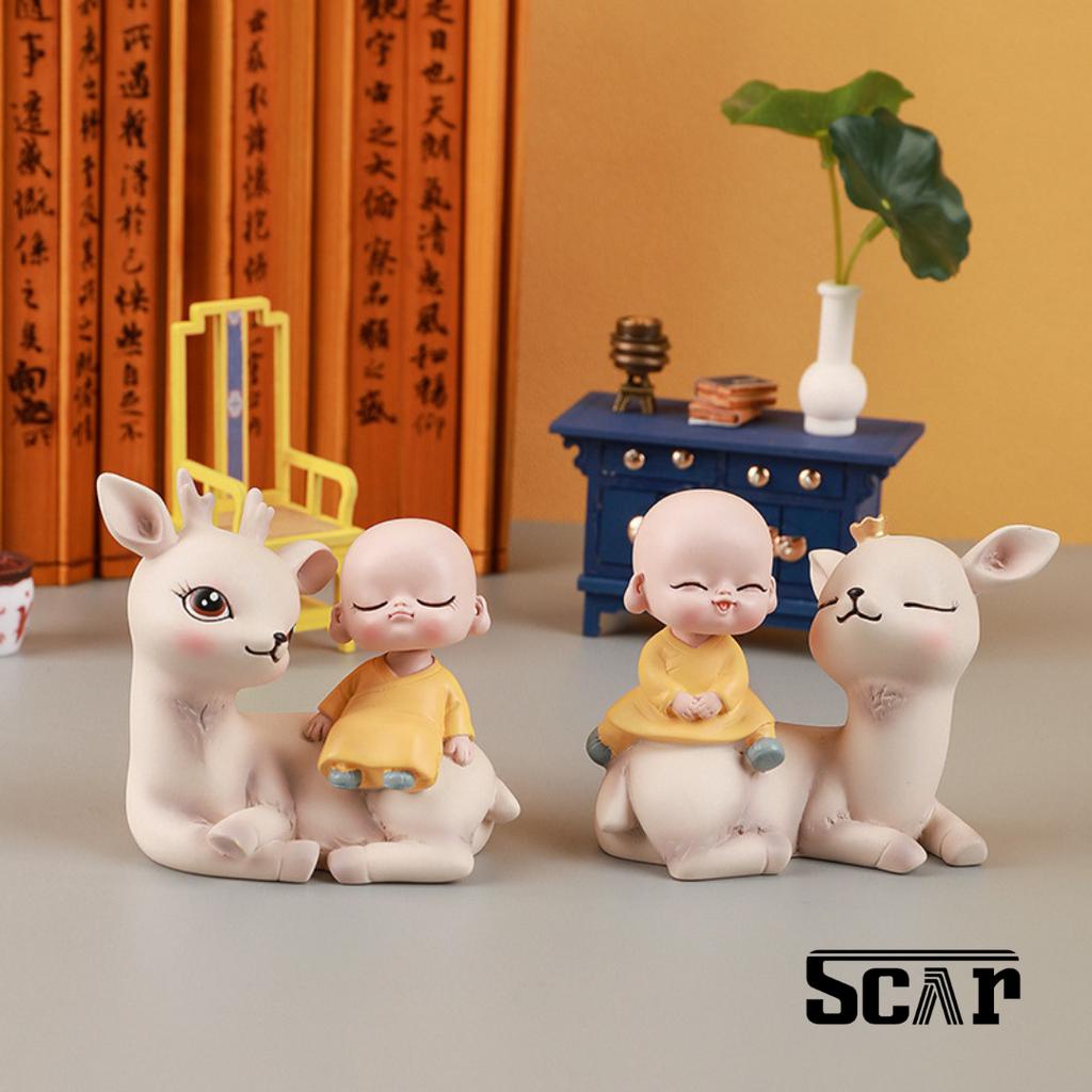 Tượng Chú Tiểu Đàu Lắc Lư Ngồi Hươu Bình An, Ngộ Nghĩnh