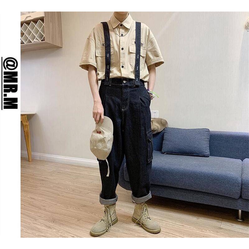 Japanese Button Denim Cargo Pants