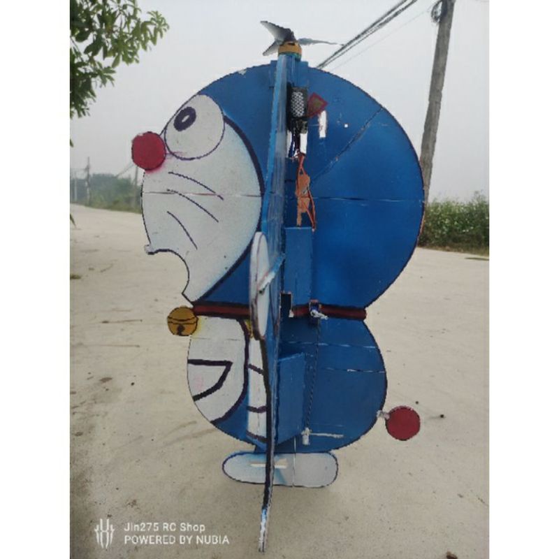 Bộ vỏ kit máy bay Doraemon sải  cm(Tặng 2horn,link,carbon,cắt dán sẵn băng thủy tinh)