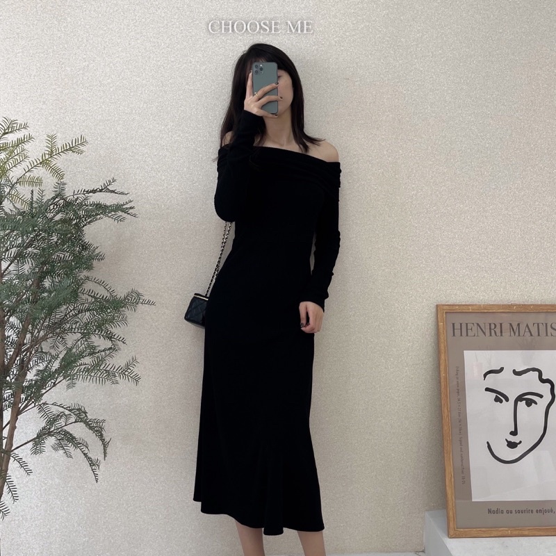 Váy Trễ Vai Len Dày Nhiều Màu, Váy Len Dài Tay Chất Len - Choose Me KLP | BigBuy360 - bigbuy360.vn