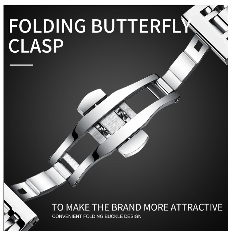 Poshi Đồng Hồ quartz Dây Thép Không Gỉ Chống Thấm Nước Phát Quang Cho Nam