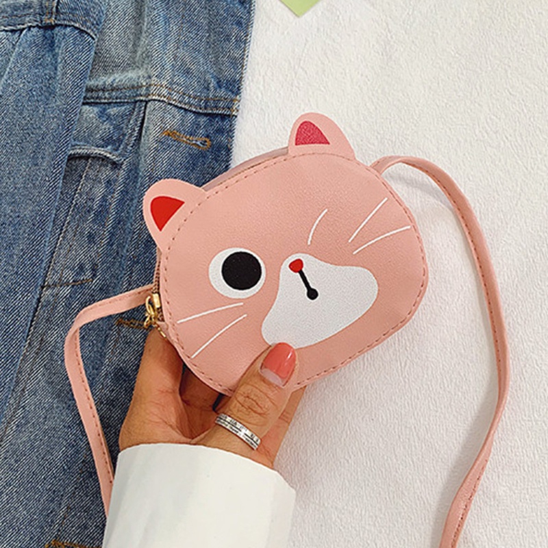 Túi Đeo Vai / Đeo Chéo Da Pu Mềm Họa Tiết Mèo Hoạt Hình Vui Nhộn
