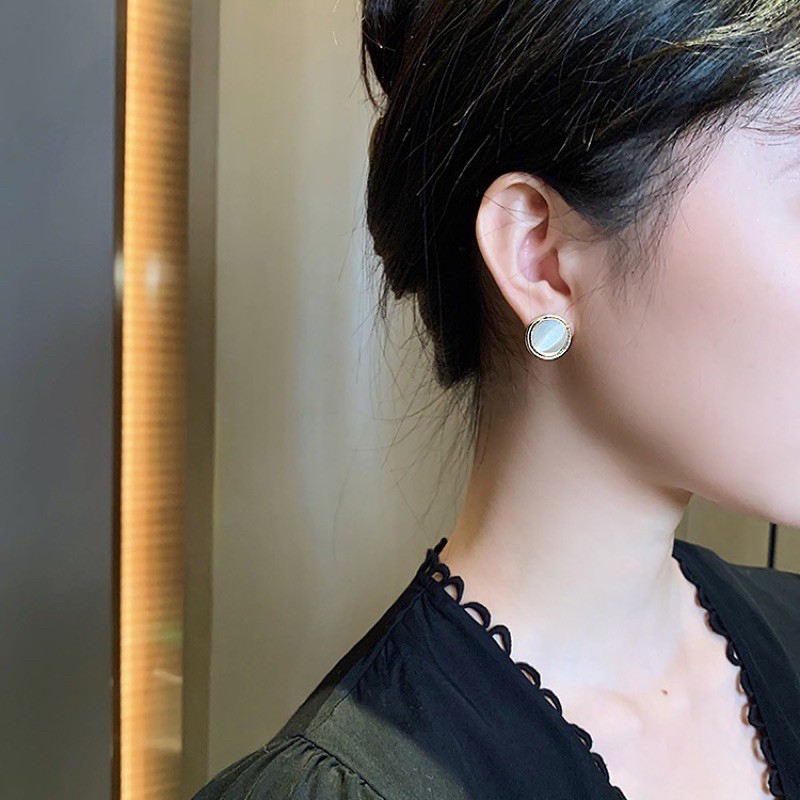 Khuyên tai nữ Nle đá tròn thanh lịch