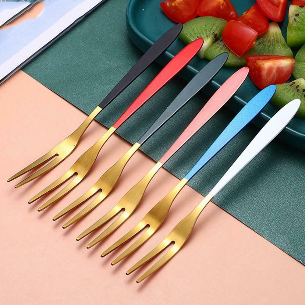 Nĩa ăn trái cây/ bánh trung thu mini chất liệu thép không gỉ nhiều màu dễ thương
