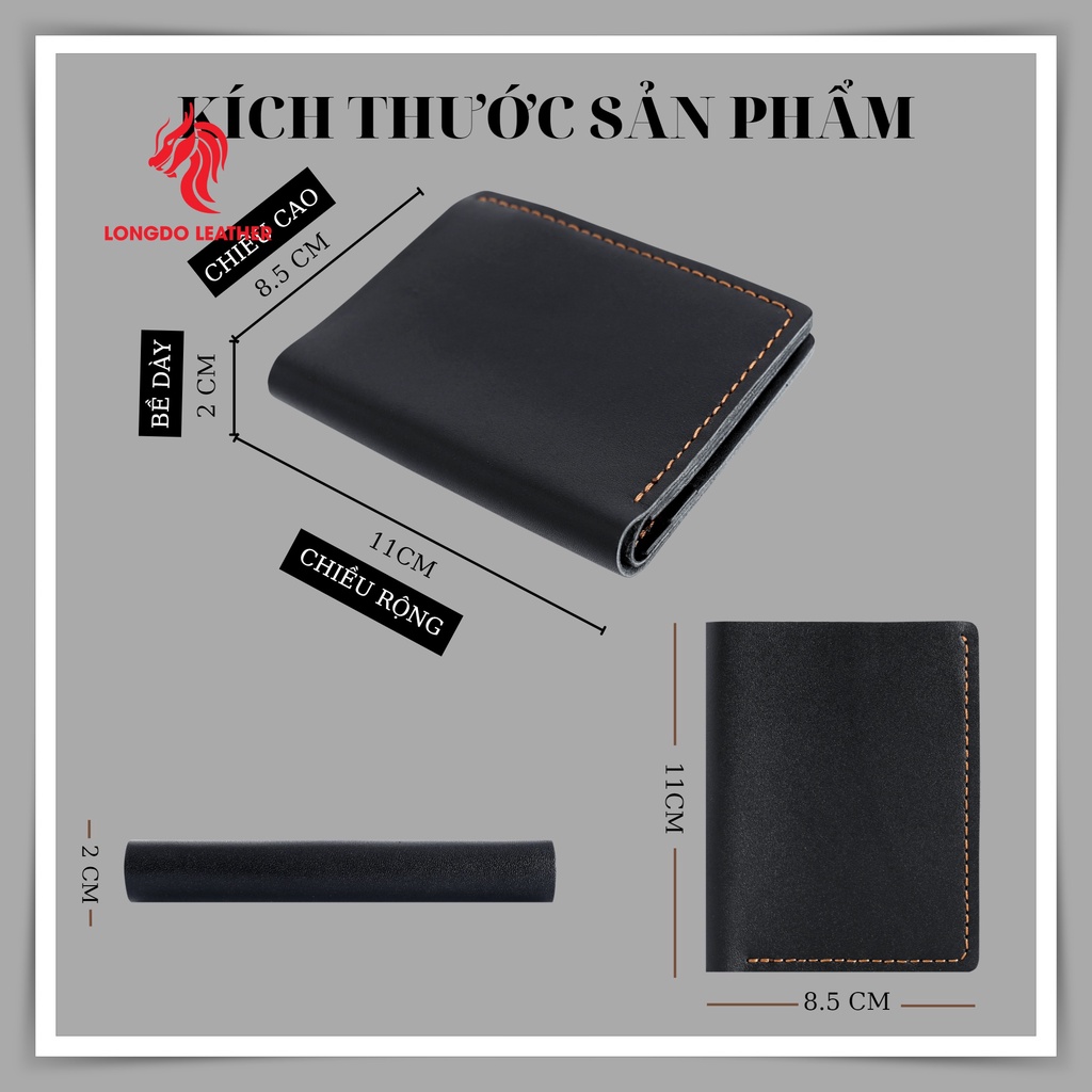 Ví da nam dáng đứng cao cấp da bò thật - Bảo hành 5 năm - Hàng chính hãng thương hiệu Longdo Leather - BD04
