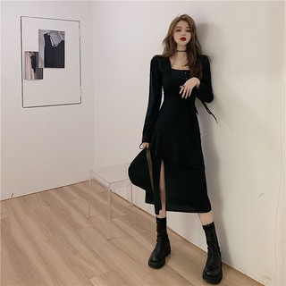 Váy đen xẻ tà sâu nữ chiến binh phong cách girl crush cá tính