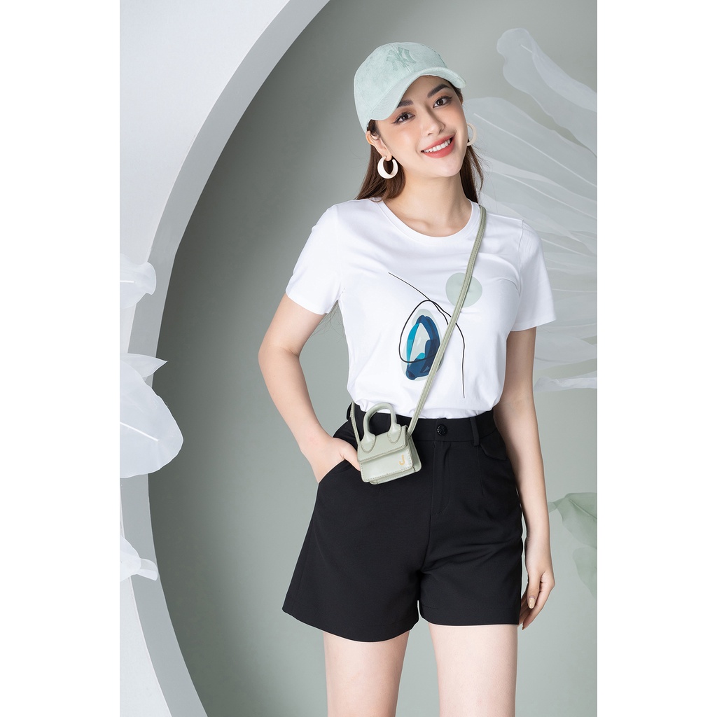 Áo phông nữ in hình hai màu chất liệu Cotton Compact LOZA PT302026