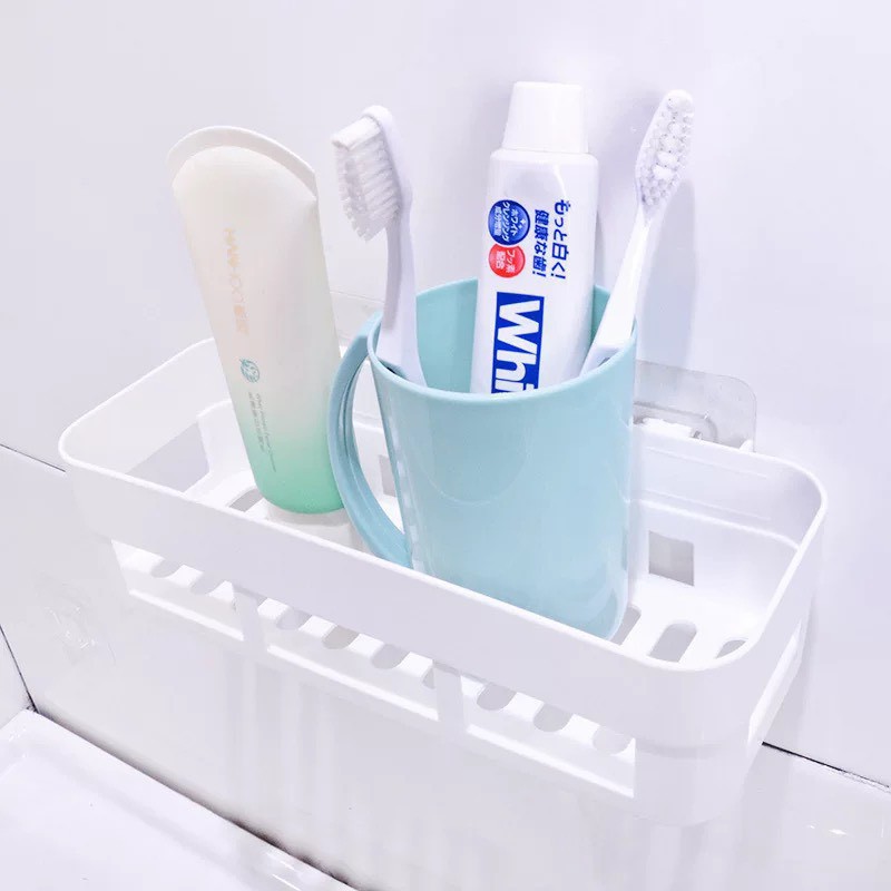 Kệ dán tường để đồ nhà tắm, nhà bếp hình chữ nhật bằng nhựa nhiều màu 88230 SHIPNHANH88