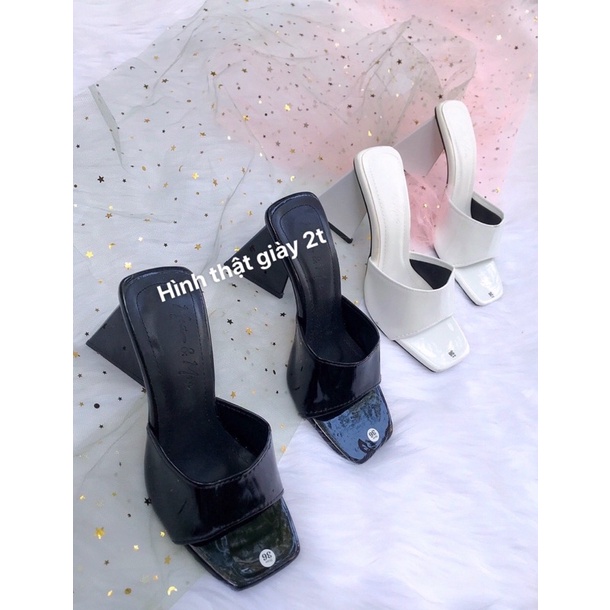 Dép gót thô tam giác quai ngang đủ 4 màu hót trend
