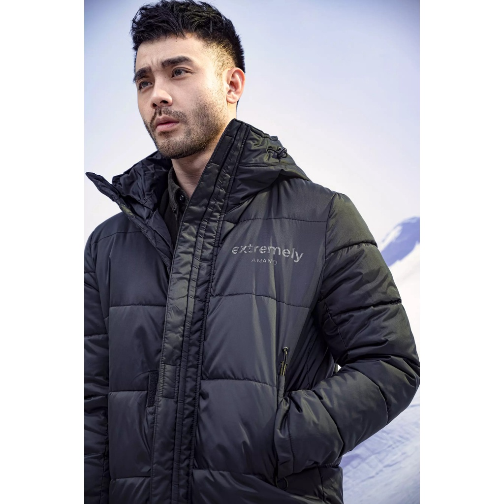 Áo Khoác Amand Puffer Overcoat - Black/Grey
