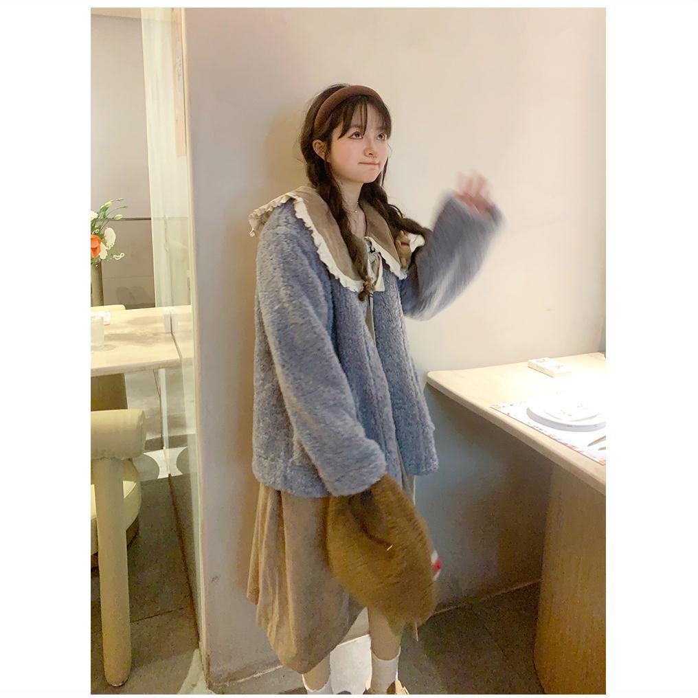 ✨váy babydoll đầm công chúa Đầm Tay Dài Cổ Ren Phong Cách Hàn Quốc Ngọt Ngào Dễ Phối Đồ Cho Nữ