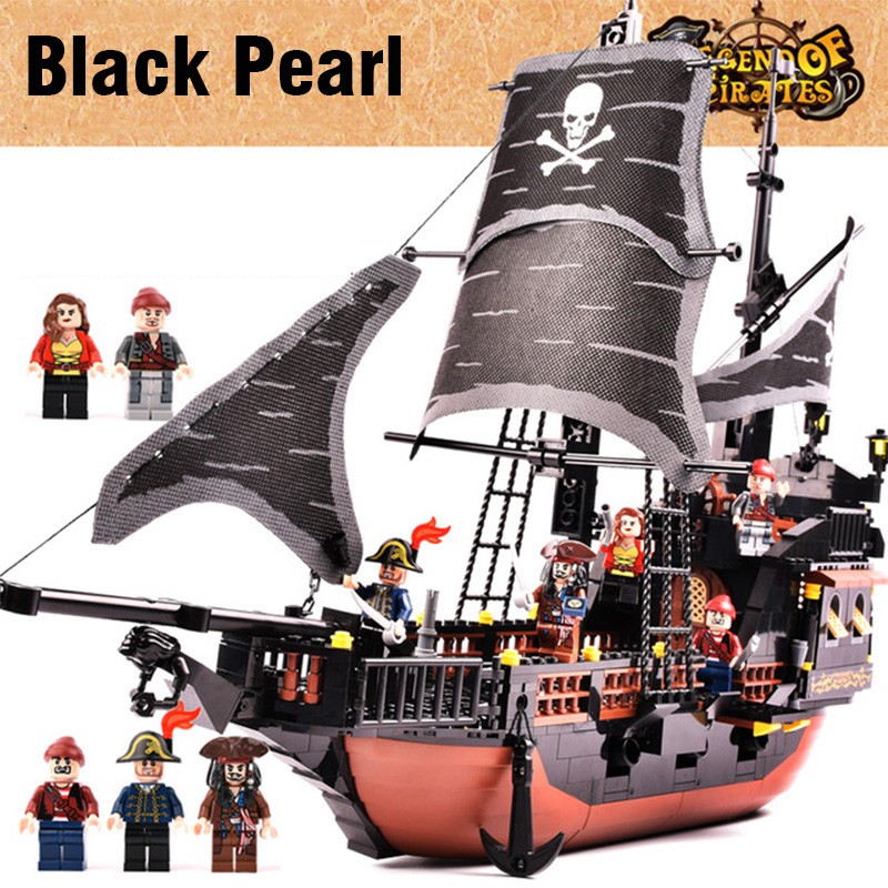 Đồ chơi giáo dục Lắp ráp Mô hình Gudi 9115 Pirates Caribbean Black Pearl Ghost Ship Caribbean tàu
