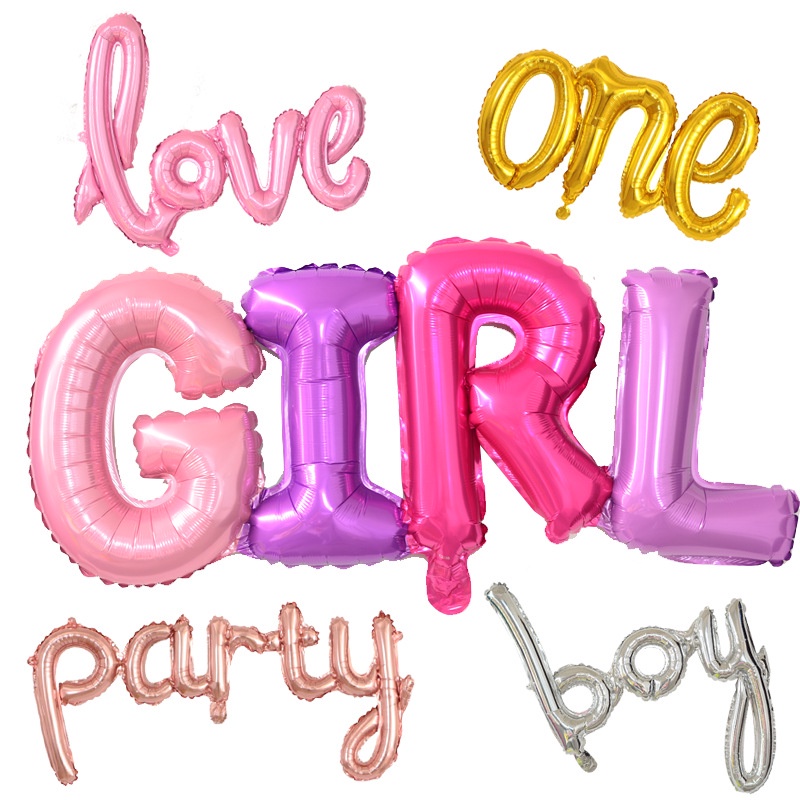 Bóng chữ GIRL tông màu hồng tím pastel trang trí sinh nhật party - Kem Shop K