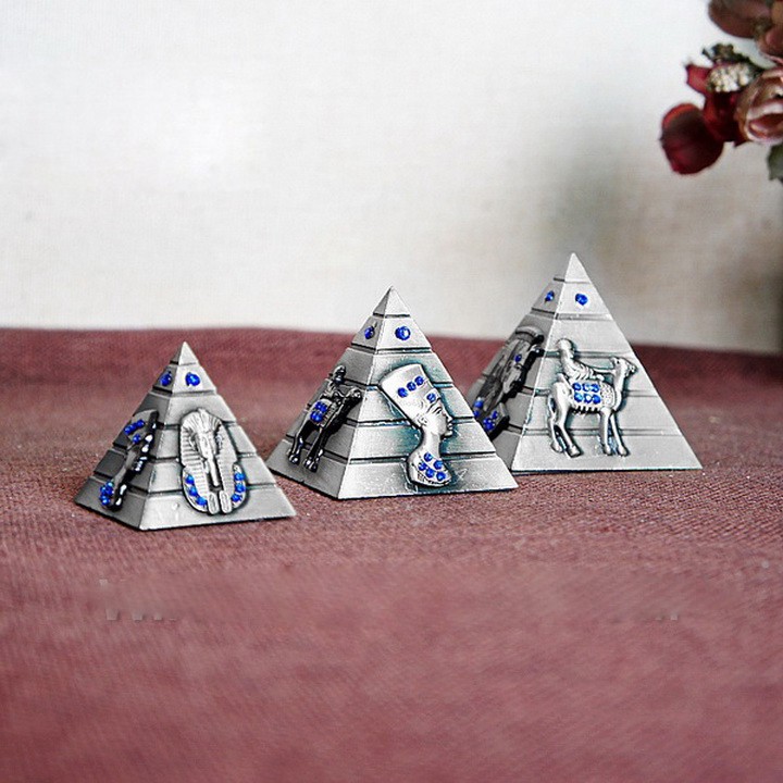 Bộ 3 mô hình kim tự tháp Ai Cập (Màu Bạc Đá Xanh Dương) - Muasamhot1208