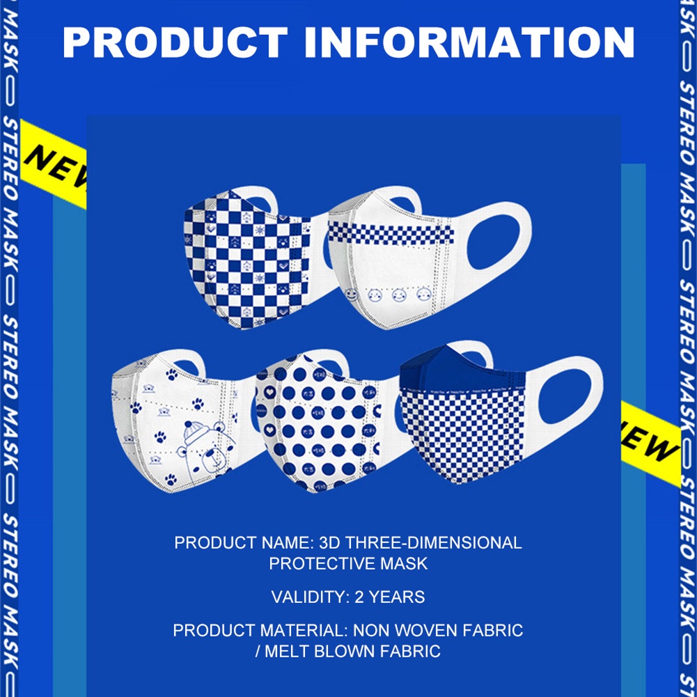 10PCS Mặt nạ Klein Mặt Nạ Màu Xanh 3D Mặt Nạ Dùng Một Lần Mặt Nạ Ba lớp Bảo Vệ Xu Hướng Thời Trang Phụ Nữ của Meltblown vải Mặt Nạ Bán Buôn Mặt nạ