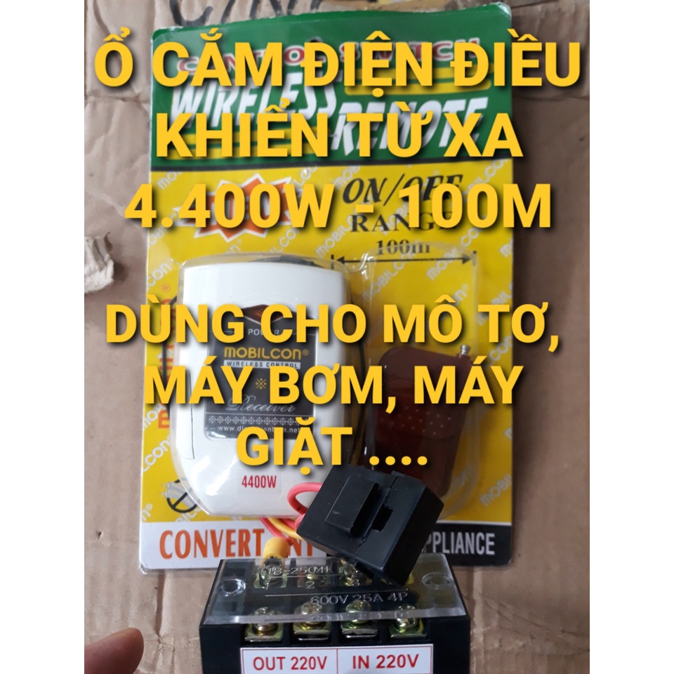 ( MOBILCON 4.400W - 100M ) Ổ Cắm Điện Điều Khiển Từ Xa Chuyên Dùng Cho Mô Tơ, Máy Bơm, Máy Giặt