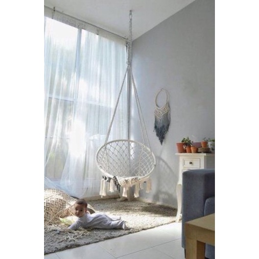 Võng, xích đu treo trần decor phòng ngủ, decor ban công macrame