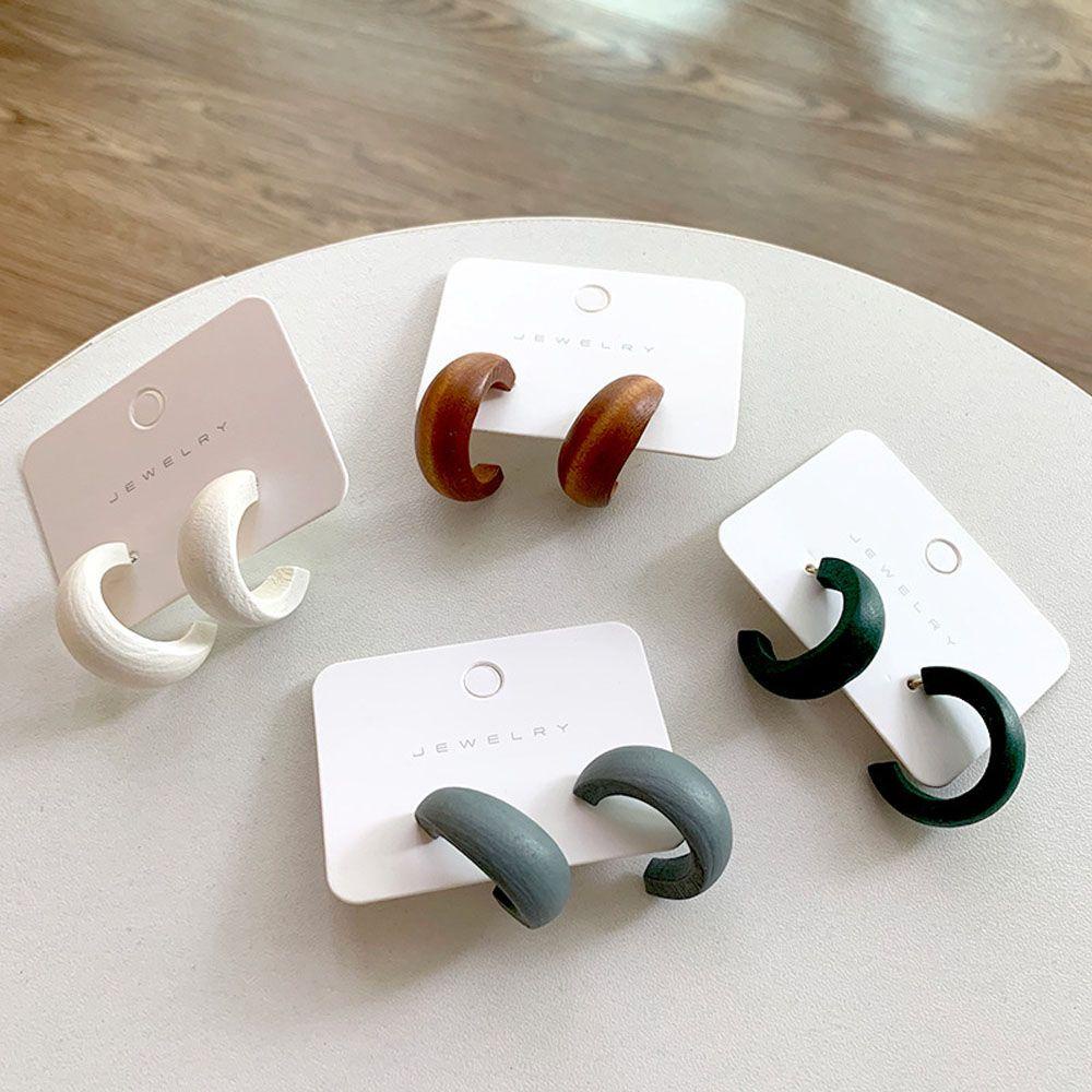 Bông Tai Hình Chữ C / Mặt Trăng Phong Cách Retro Thời Trang Cho Nữ