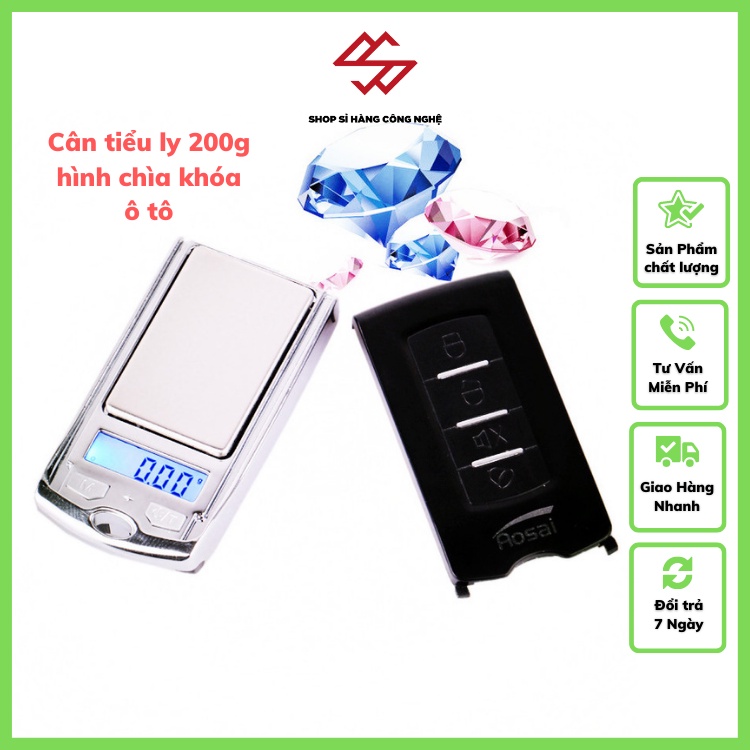 Cân tiểu ly 200g/0.01g móc khóa ô tô