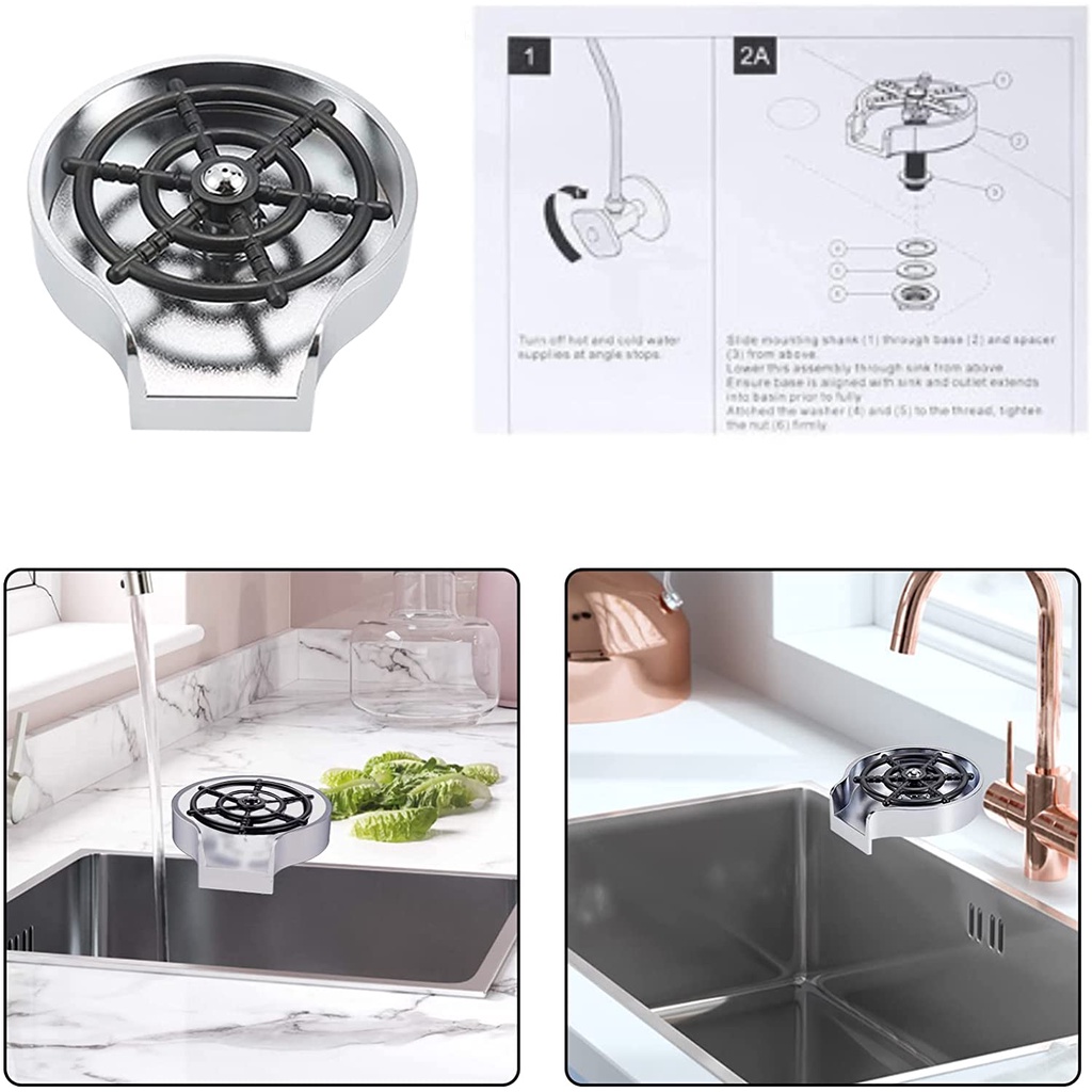 Cốc Thủy Tinh Tự Động Dùng Rửa Ly Tiện Dụng Cho Nhà Bếp/ Quán Bar