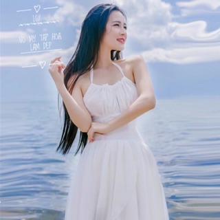 ĐẦM MAXI TRẮNG.  ĐAN LƯNG