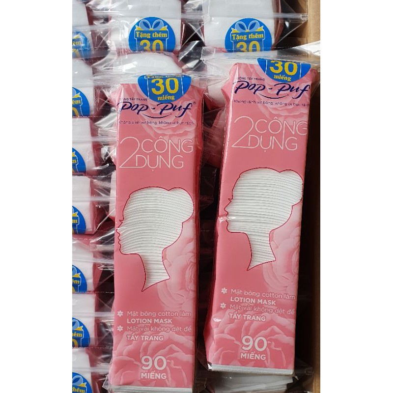 Bông trang điểm Pop-puff 2CD  90 miếng tặng 30 miếng