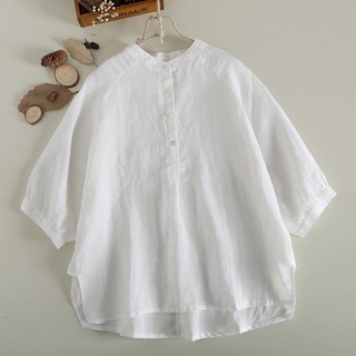 Áo sơ mi nữ tay cánh rơi trẻ trung SLINEN, chất vải đũi tơ mềm mại, form áo suông không kén dáng.