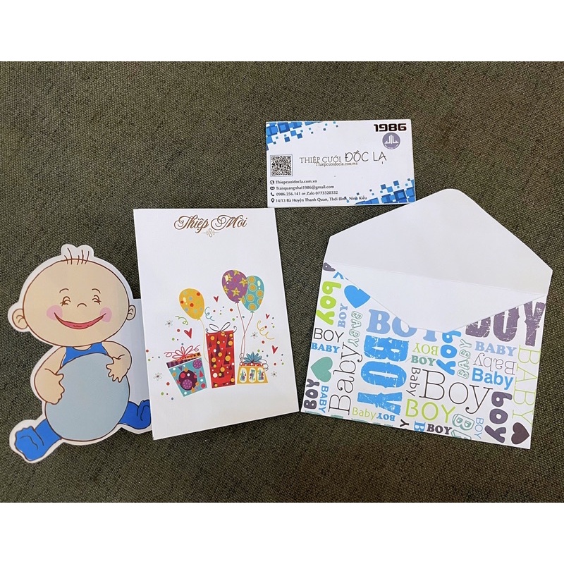 Thiệp Thôi nôi, sinh nhật, đầy tháng in nội dung theo yêu cầu