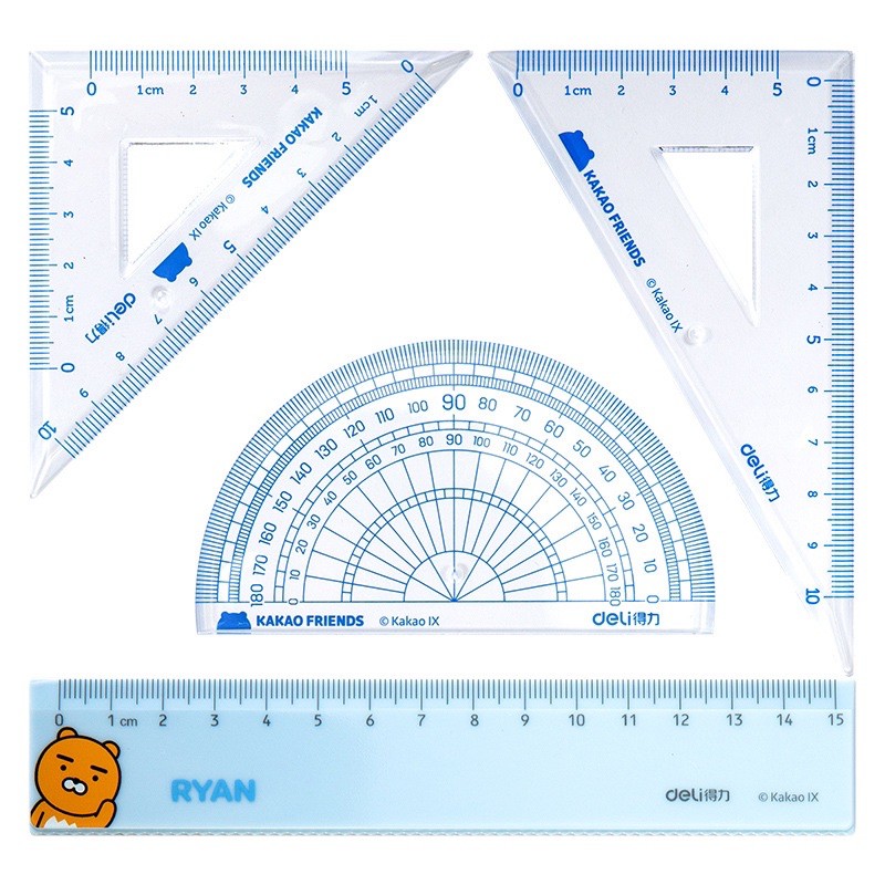 1 bộ thước kẻ ( thước, đo độ, ê ke, thước tam giác), thước bộ 1209
