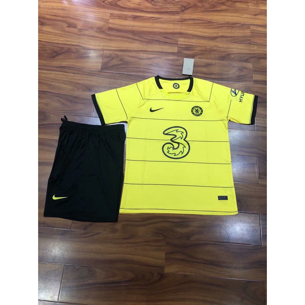 Bộ Quần Áo Đá Banh Tay Ngắn Màu Vàng Size S-2XL 21 / 22 Chelsea Cho Nam