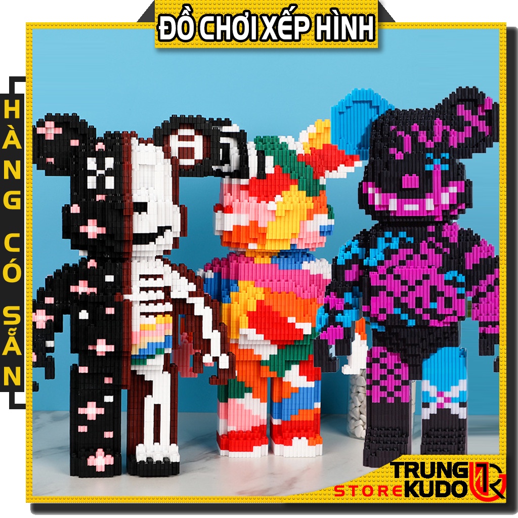 Mô hình gấu Bearbrick độc đáo dạng đồ chơi lắp ghép Bearbrick 3D dùng để trang trí phòng decor, làm quà