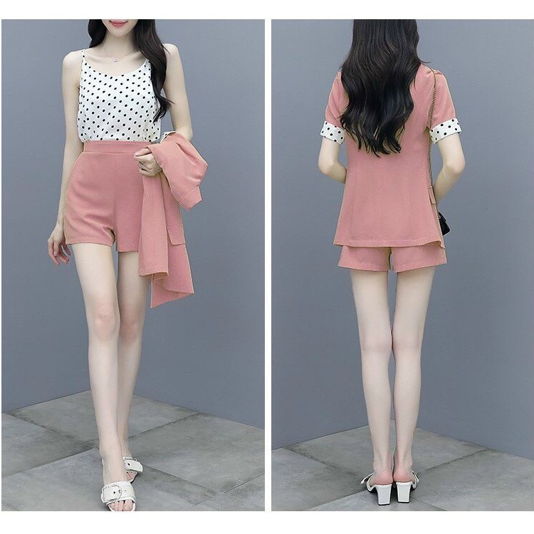 Set Bộ Vest Bi 3 Món Áo Vét Và Quần Đùi Họa Tiết Tim Cá Tính BY4509