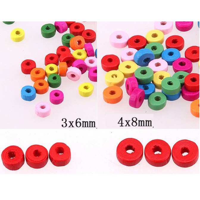 gói 5gam (50-80 viên ) charm gỗ , đệm gỗ 3x6mm & 4x8mm