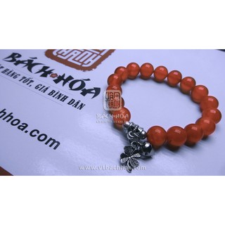 Vòng Phong Thủy Pha lê cam mix charm Cỏ bốn lá 10li (VAR5)