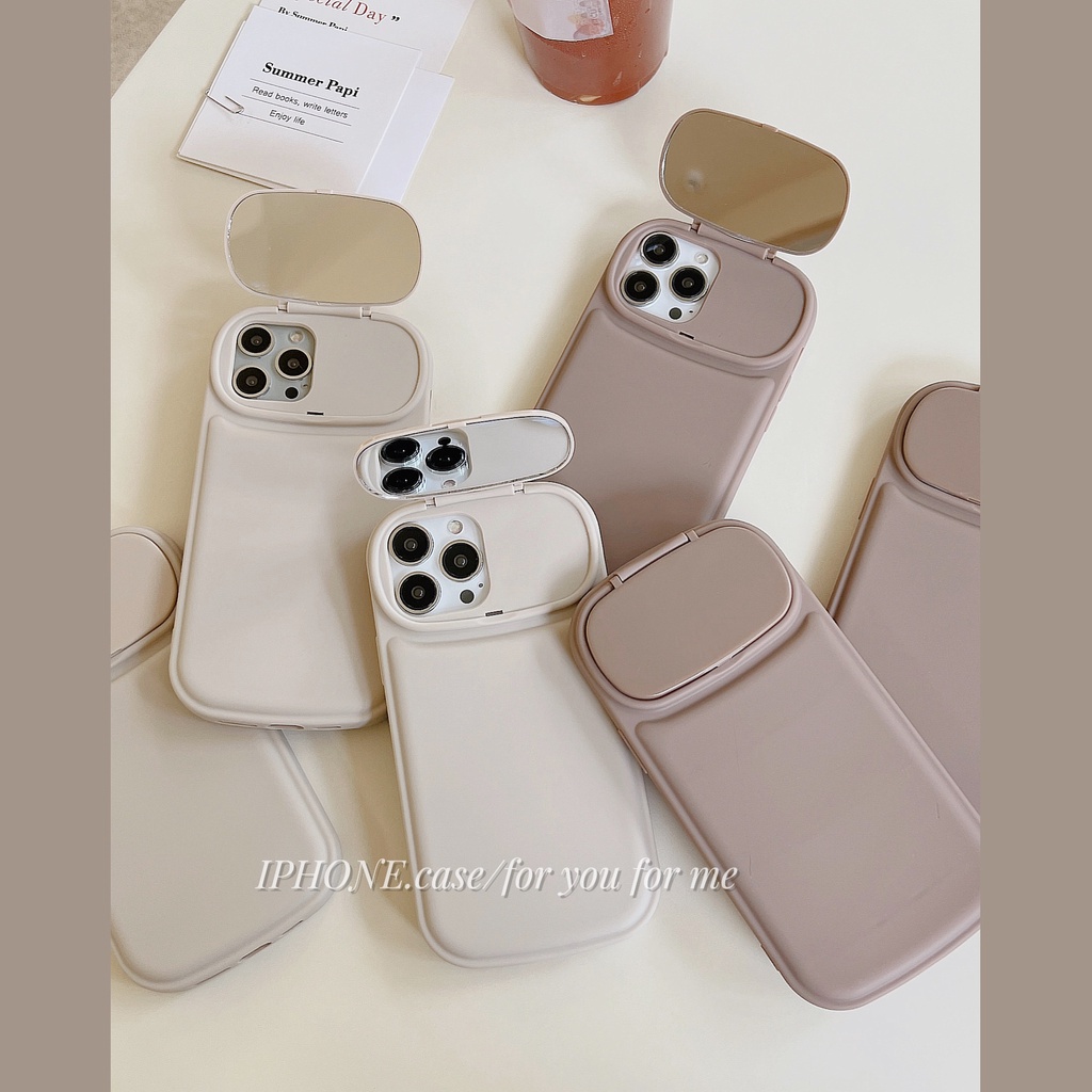 Bao Da Điện Thoại Nắp Lật Mặt Gương Màu Xám In Hoạt Hình Cho iPhone 14 / 13 / 12PRO MAX / 11 / 13PRO MAX