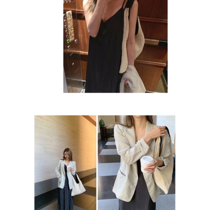 EnviroSax Túi cói đeo vai sức chứa lớn thời trang phong cách cho nữ