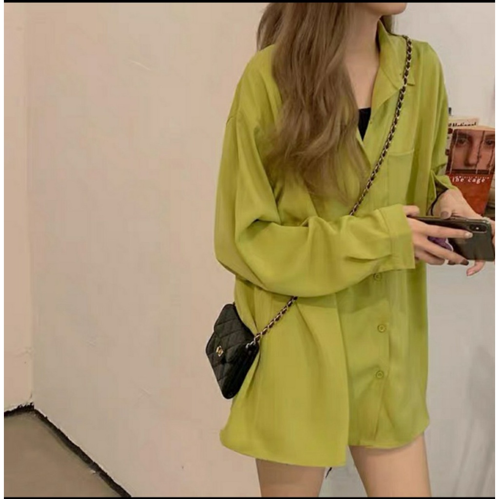 Áo Sơ Mi Lụa Trượt Ulzang Bảng Màu Hot