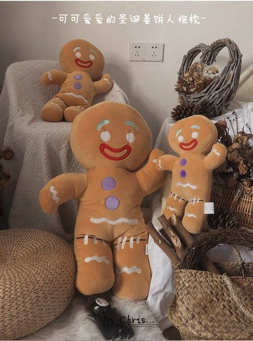 Đồ chơi nhồi bông hình bánh gừng phong cách giáng sinh ấm áp đáng yêu