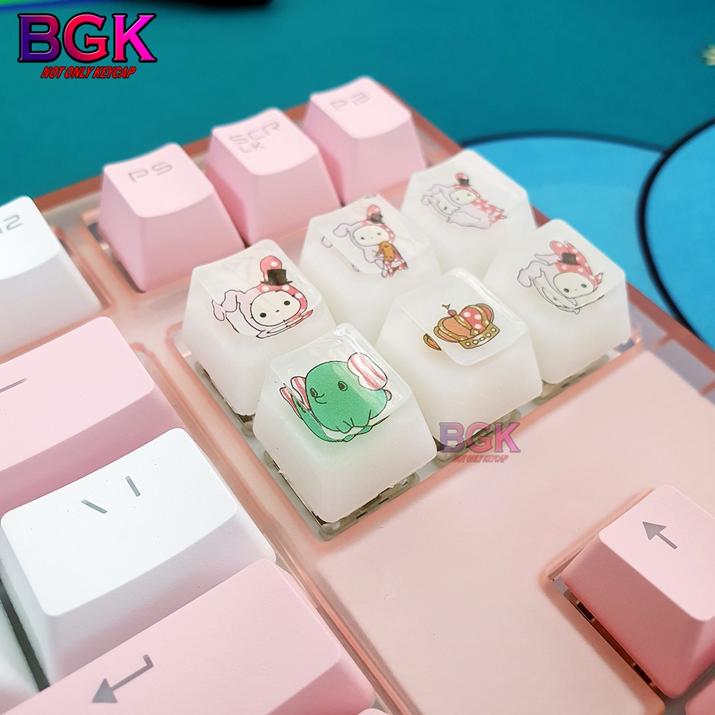 Keycap Lẻ Artisan OEM Profile Chủ Đề Rạp Xiếc Thỏ Cute 1 ( cast resi, keycap resin độc lạ )