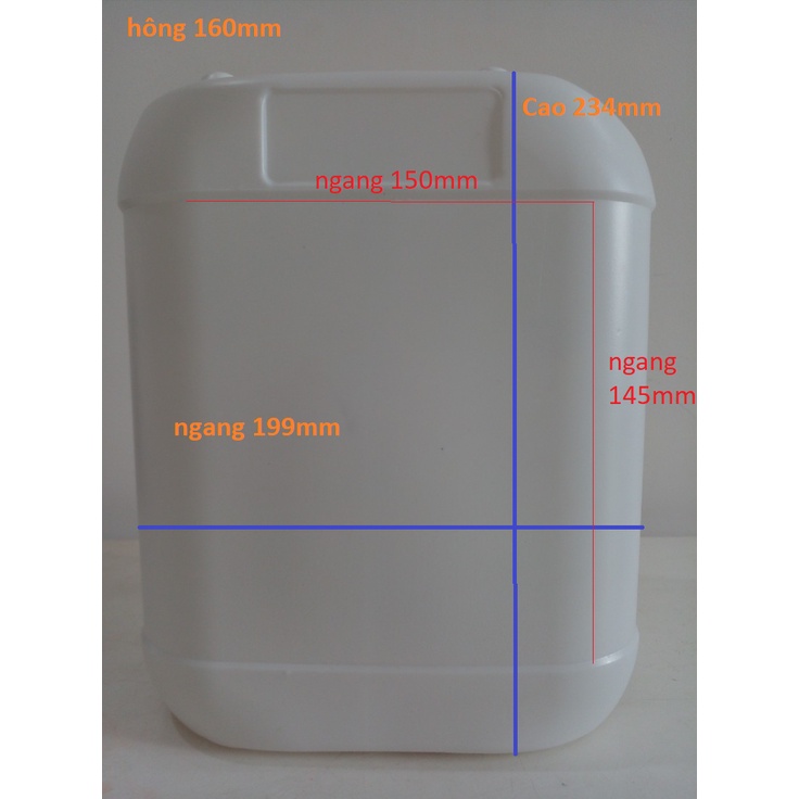 Can nhựa 5 lít , can nhựa HDPE đựng hóa chất, nắp màu trắng - can màu trắng