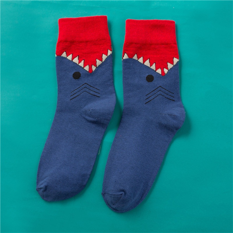 Vớ cotton XIXI cổ cao in họa tiết cá sấu/cá mập nhiều màu sắc phong cách Harajuku cho nam và nữ