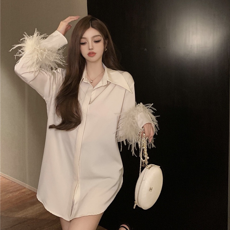 Áo Sơ Mi Dài Tay Vải Satin Thời Trang Mùa Hè Quyến Rũ Cho Nữ