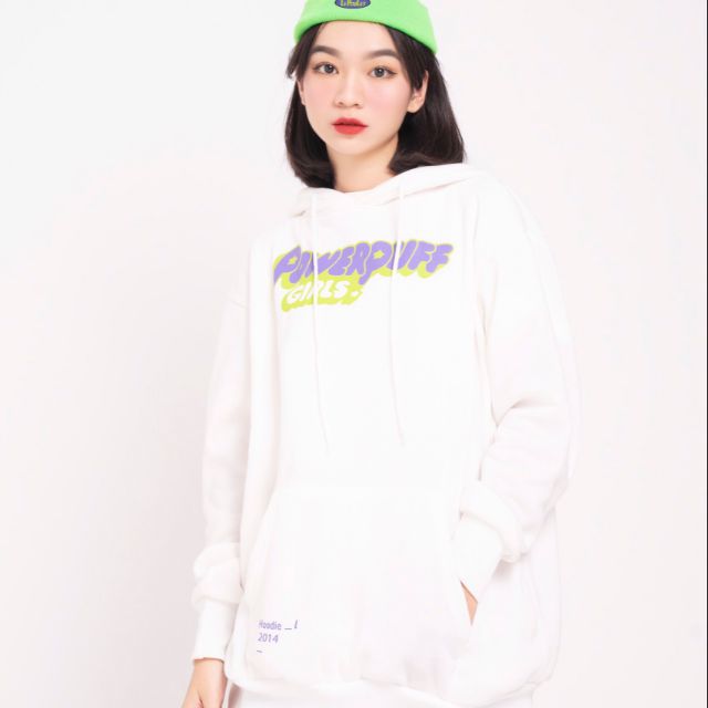 Áo POWERPUFF HOODIE (trắng)freesize