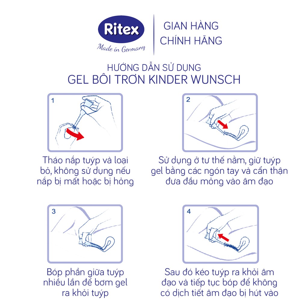 Gel bôi trơn Ritex Kinder Wunsch hỗ trợ thụ thai tự nhiên - hộp 8 tuýp x 4ml