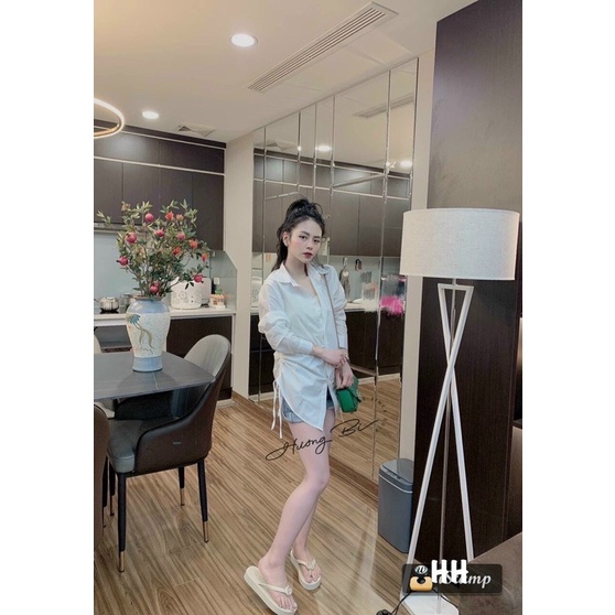 Áo sơ mi form rộng phối dây rút 2 bên sườn siêu xinh - SHOP THƠM PHẠM
